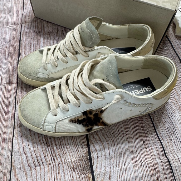 Golden Goose Superstar Sneakers in White and Beige - Picture 2 of 13
